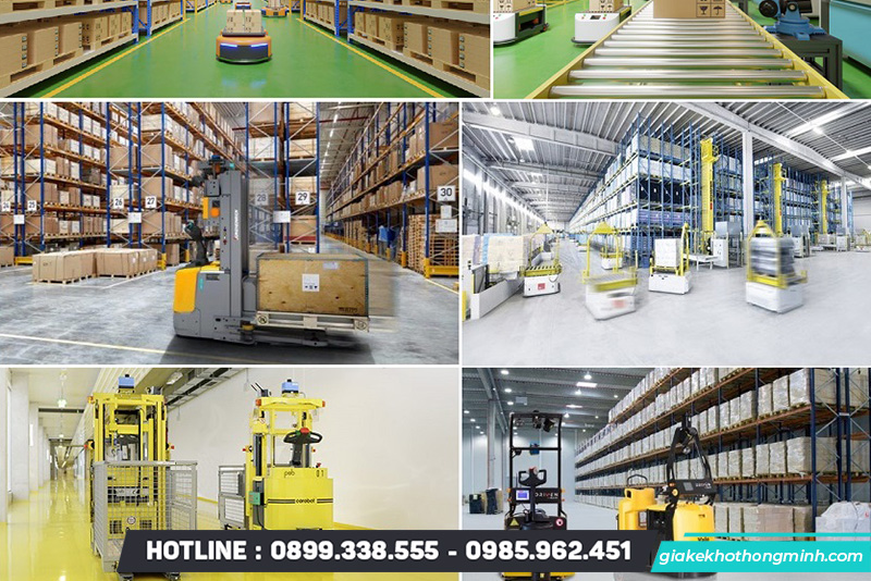 Robot AVG vận chuyển hàng trong kho