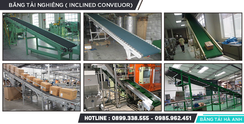 Băng tải nghiêng vận chuyên hàng hóa