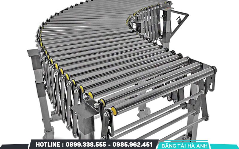 Băng tải con lăn cong được sản xuất từ nhiều vật liệu khác nhau để đáp ứng nhu cầu của từng ngành công nghiệp