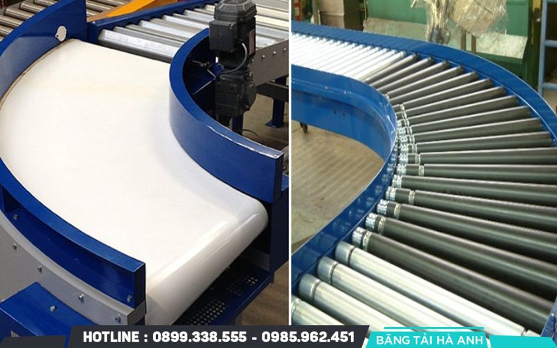 Băng tải cong 90 độ là hệ thống băng tải có phần bề mặt vận chuyển được thiết kế theo dạng cung tròn