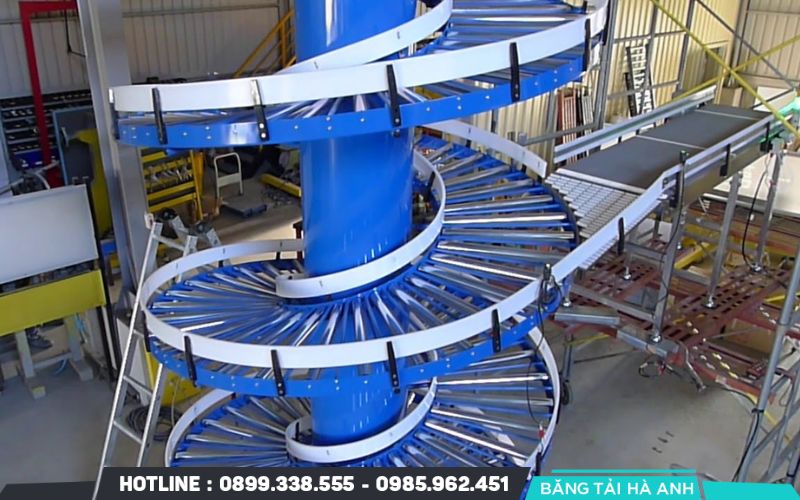 Băng tải xoắn ốc là hệ thống vận chuyển dạng xoắn quanh trục đứng
