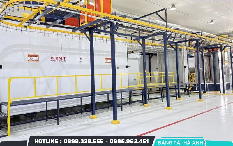 Dây chuyền sơn tĩnh điện cơ bản gồm nhiều bộ phận cấu thành