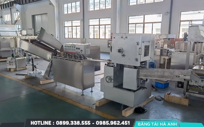 Các nguyên liệu đã chuẩn bị được đưa vào máy trộn công nghiệp để tạo thành hỗn hợp đồng nhất