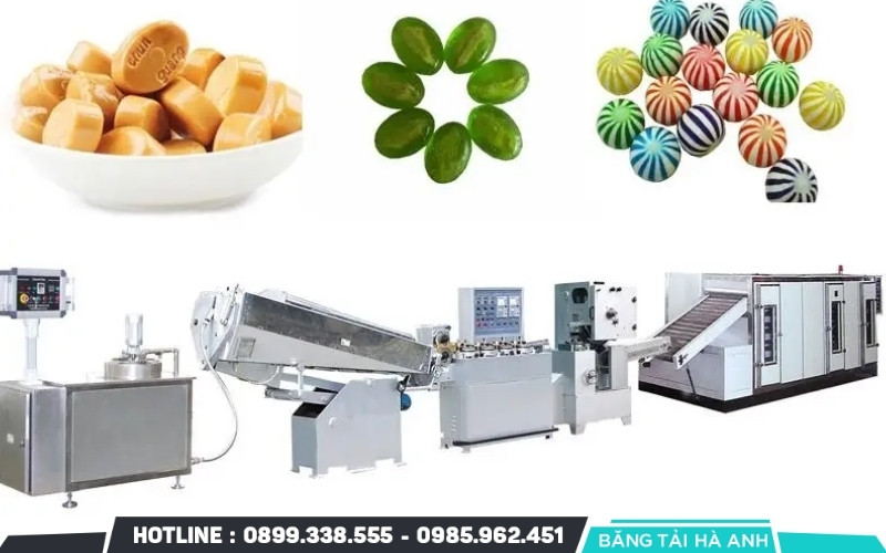 Dây chuyền sản xuất kẹo cứng bao gồm các máy móc chuyên dụng được thiết kế để tự động hóa toàn bộ