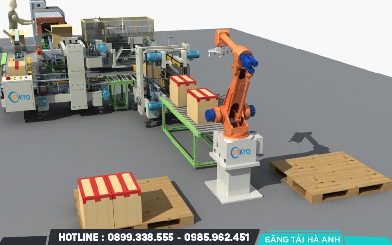 Dây chuyền đóng gói và đóng thùng tự động
