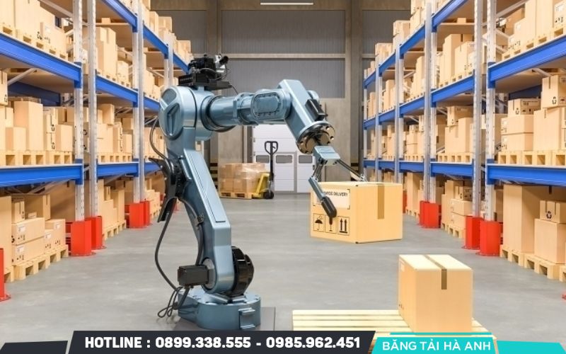 Robot lấy hàng theo chiều dọc vận hành bên trong một tháp lưu trữ khép kín
