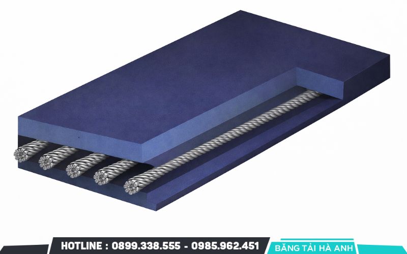 Cấu tạo của loại lõi này bao gồm các sợi cáp thép mạ kẽm được sắp xếp song song theo chiều dọc của dây băng tải