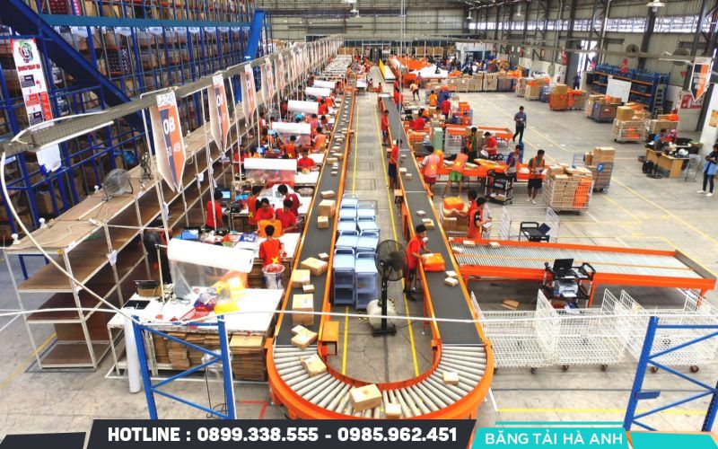 Hệ thống băng chuyền tự động được cấu tạo từ nhiều bộ phận khác nhau