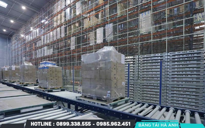 Băng tải con lăn cho kho hàng