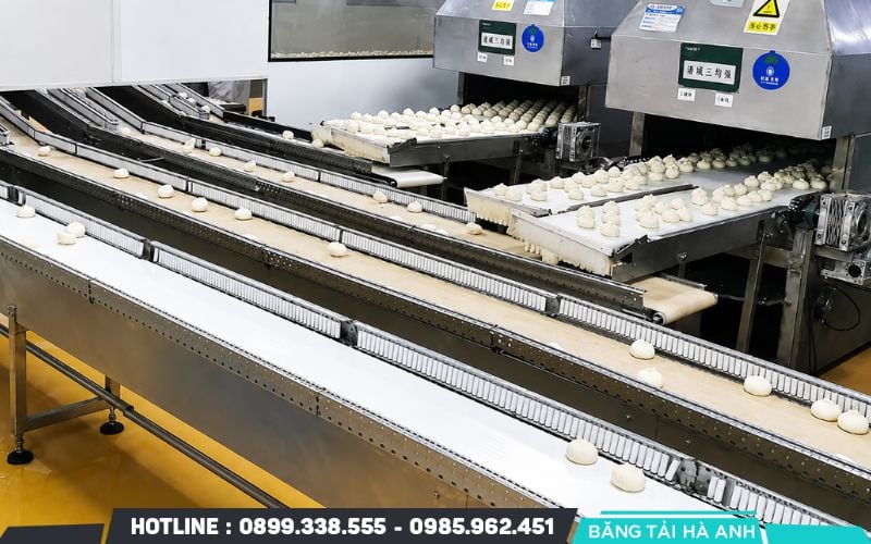 Băng tải PU thực phẩm được sử dụng phổ biến trong quy trình sản xuất bánh bao