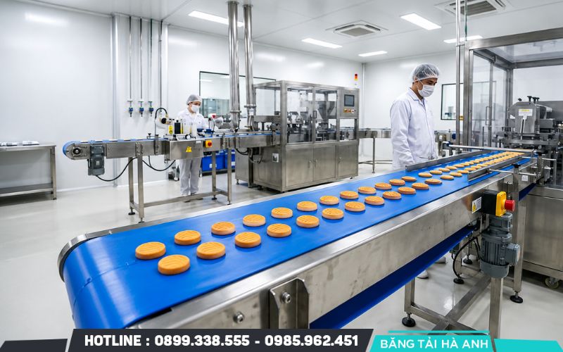 Băng tải PVC food grade phù hợp với nhiều công đoạn vận chuyển thực phẩm khô