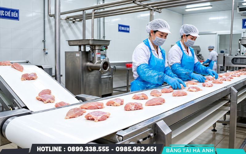 Băng tải thực phẩm là cách gọi theo mục đích sử dụng và yêu cầu vệ sinh, an toàn khi tiếp xúc với thực phẩm