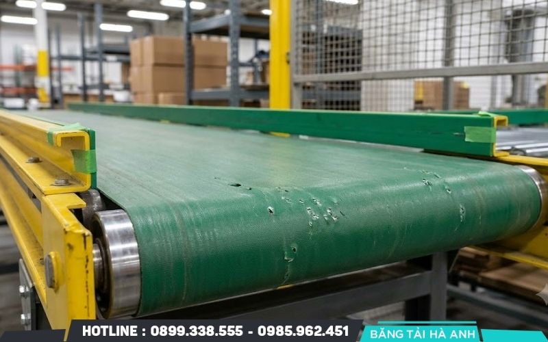 Con lăn, rulo và khung máy tiếp xúc không đúng cách với dây băng có thể làm bề mặt PVC bị mài mòn nhanh