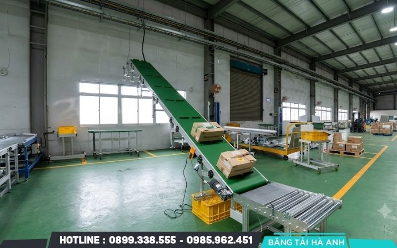 Điều chỉnh độ nghiêng của băng tải phù hợp với hàng hóa