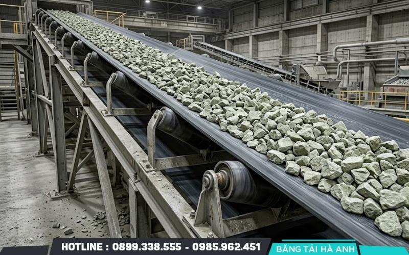 Băng tải bị kẹt do vật liệu tích tụ hoặc quá tải